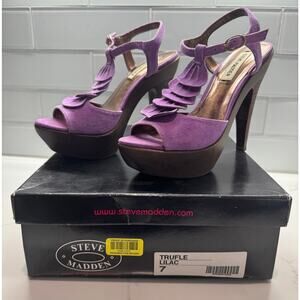 Steve Madden Open-toe Suede Platform Sandals, Truffle Lilac, Size 7